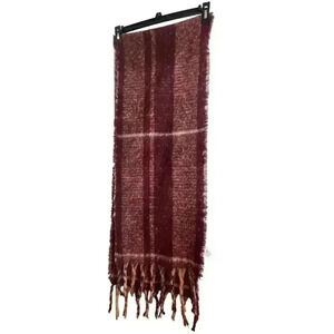 ANA Scarf Wine Plaid JCP NEW W‎ Tags 14" wide and 40" long